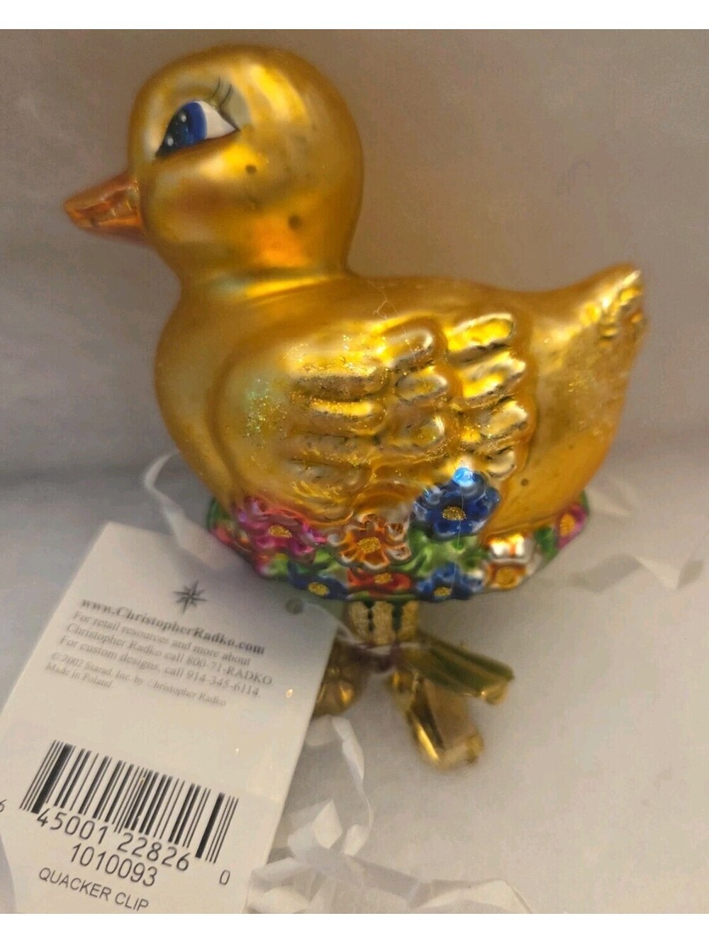 Christopher Radko “Quacker Clip” Glass Easter Spring Clip On Ornament  w/Tag